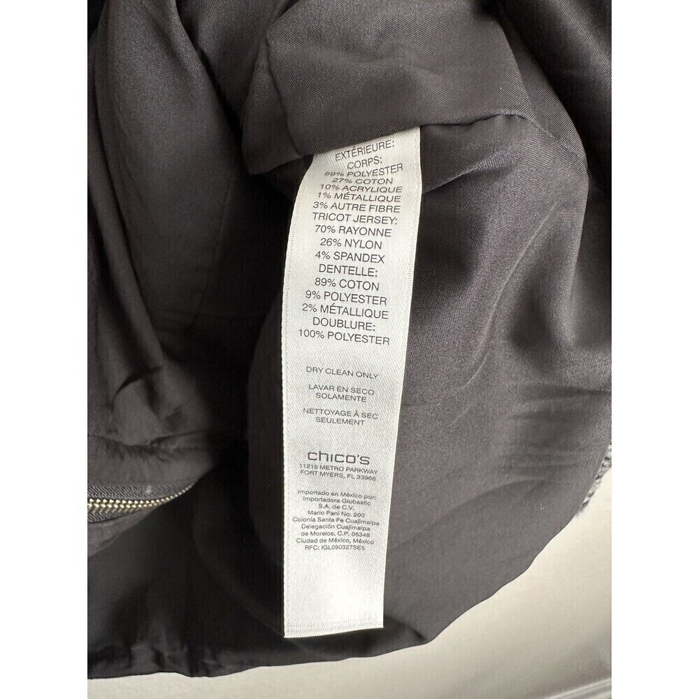 Chicos Jacquard Jacket Womens Size 3 XL Black White Full Zip Long Sleeve Knit - Picture 7 of 8